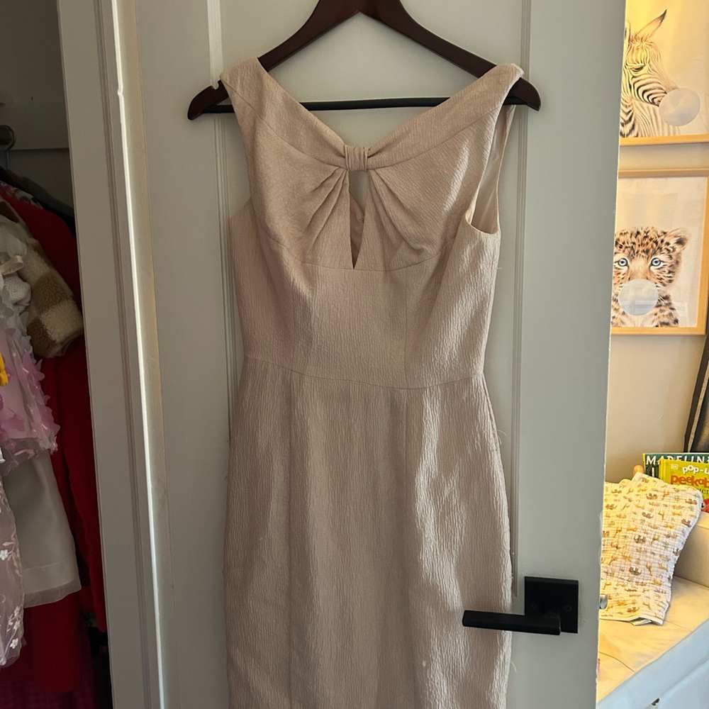 Black Halo Cream Bow-Front Midi Dress